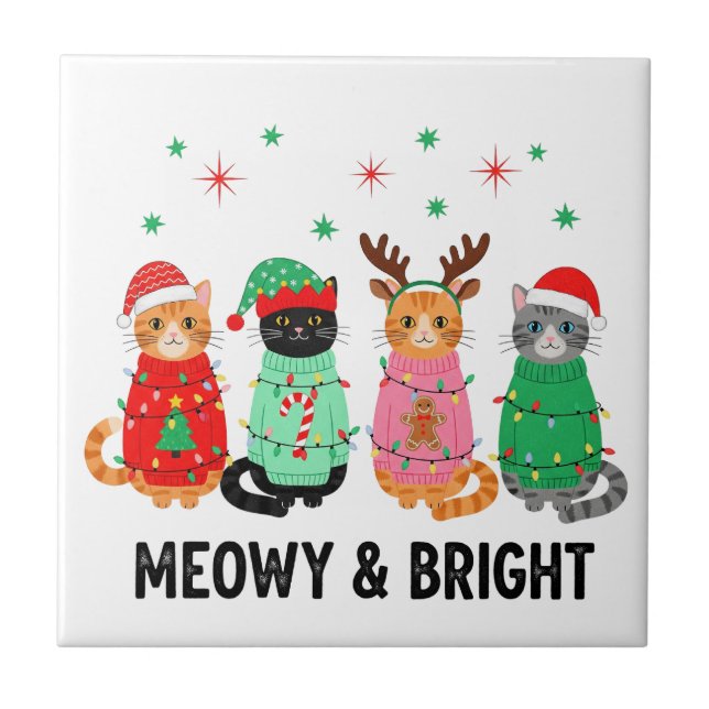 Meowy jul Cat Kakelplatta (Framsidan)