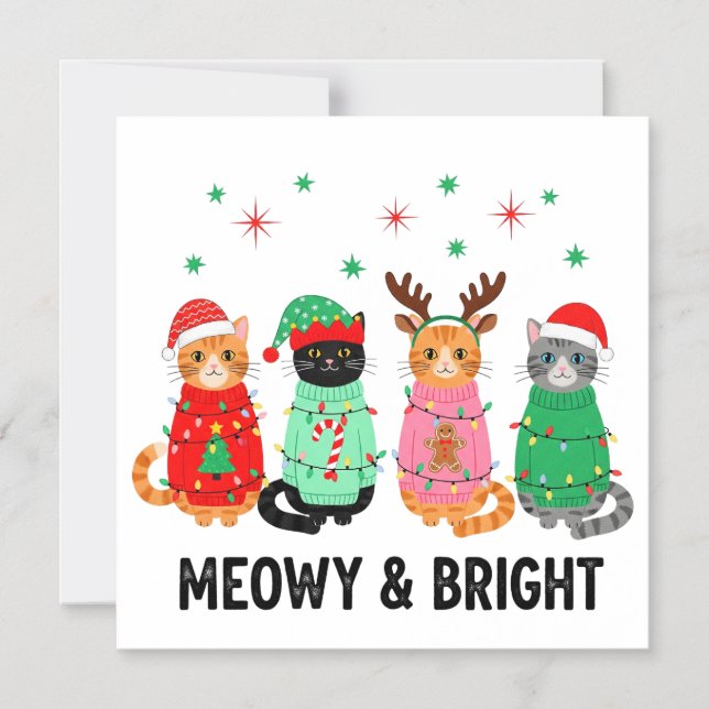 Meowy jul Cat Magnetisk Inbjudningskort (Framsida)