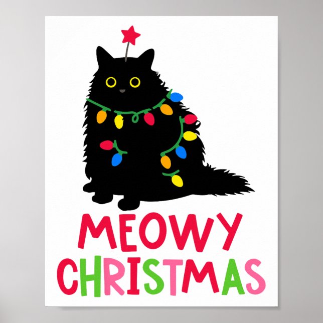 Meowy jul Cat Merry Catmas Funny Cats Family Poster (Framsidan)