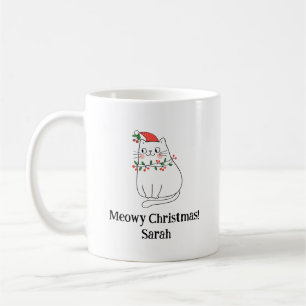 Meowy jul Cat Mugg - Helgdag Gift med anpassat nam