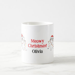 Meowy jul Cat Mugg - Helgdag Gift med anpassat nam