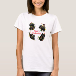 Meowy jul Cat T-Shirt - Funny Helgdag Tee