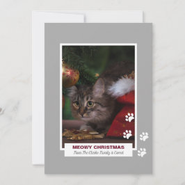 Meowy jul Cat White Tass avtryck Pet Photo Julkort