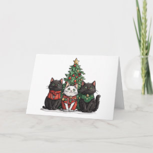 Meowy jul Cats Helgdag Träd Kort