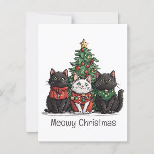 Meowy jul Cats Helgdag Träd Vykort
