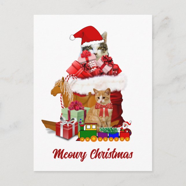 Meowy jul Cats Helgdag Vykort (Framsida)