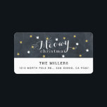 Meowy jul Chalkboard Cat Helgdag Adress Adressetikett<br><div class="desc">Den här söta "meowy christmas"-helgdag adressetikett har mönster av faux guld-stjärnor och vit cat ansikte på en svart kritbordsbakgrund. Anpassa efter dina behov. Du hittar fler matchande produkter i min butik.</div>