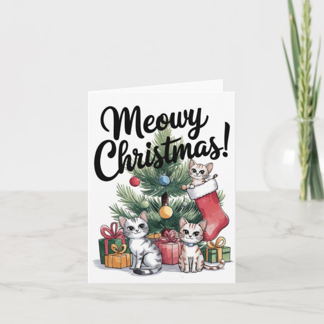 Meowy jul Cute Cats Kort (Framsida)