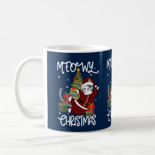 Meowy jul Cute Funny Cat Lover Kaffemugg