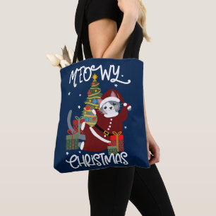 Meowy jul Cute Funny Cat Lover Tygkasse