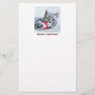 Meowy jul Cute Grått Tabby katt Brevpapper