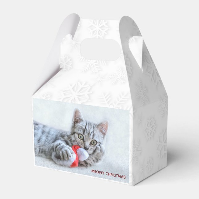 Meowy jul Cute Grått Tabby katt Presentaskar (Framsidan Sidan)