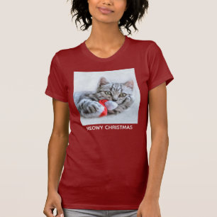 Meowy jul Cute Grått Tabby katt T Shirt