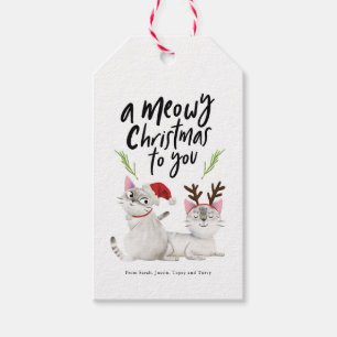 Meowy jul Cute Kattunge Presentetikett
