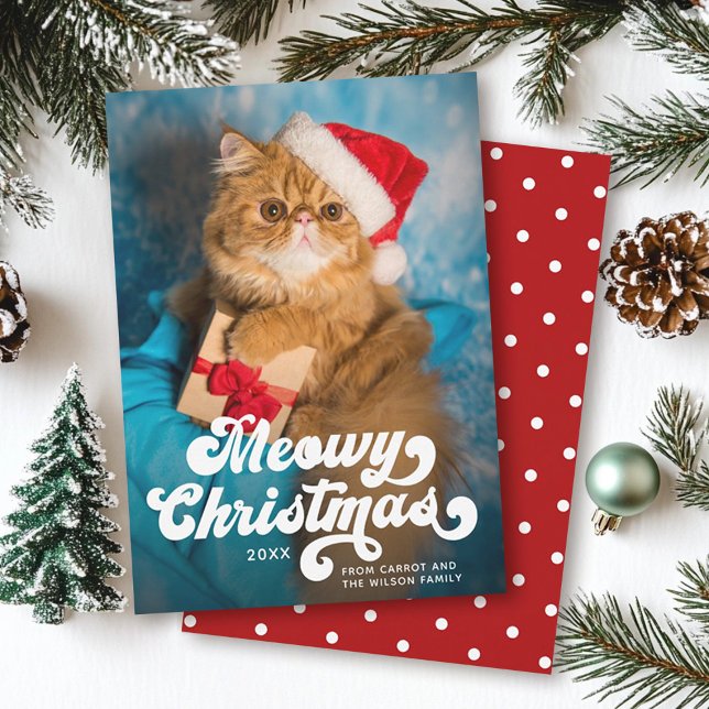 Meowy jul Enkel Roligt Modern Photo Julkort (Skapare uppladdad)