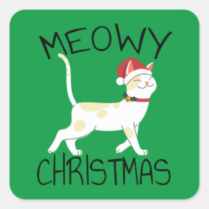 Meowy-jul - fin jul fyrkantigt klistermärke