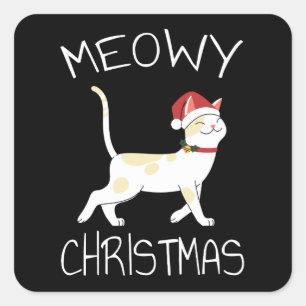 Meowy jul - Finny jul 2022 Fyrkantigt Klistermärke