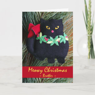 Meowy jul för Brother, Black Cat Ornament Helgkort