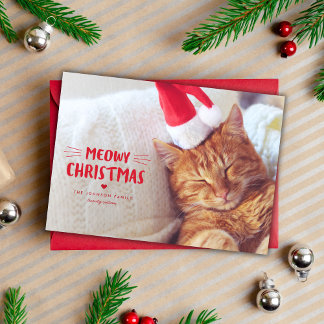 Meowy jul | Fotkort för kute-Helgdag Julkort