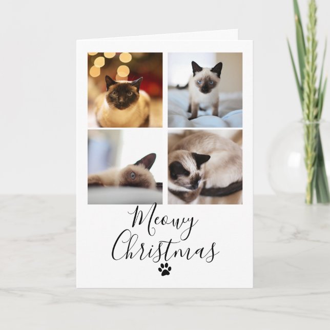 Meowy jul fotokollage katt julkort inbjudan (Framsida)