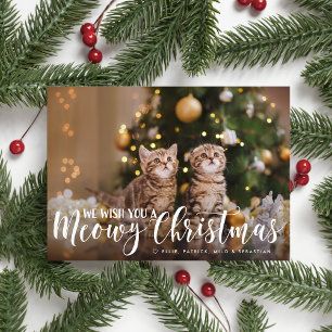 Meowy jul Fullt Photo Pet-Helgdag-kort Julkort