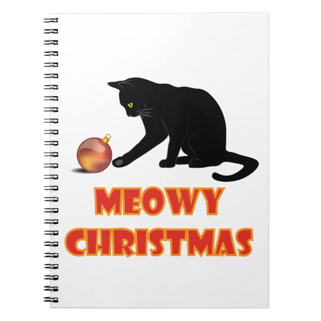 Meowy jul Funny Cat Anteckningsbok (Framsidan)