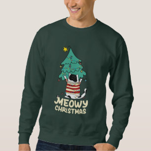 Meowy jul Funny Cat Lover Lång Ärmad Tröja