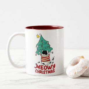 Meowy jul Funny Cat Lover Två-Tonad Mugg