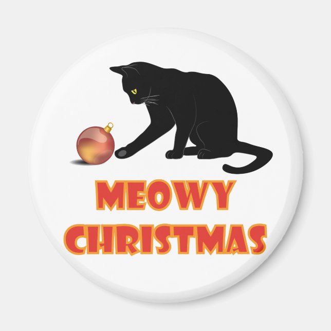Meowy jul Funny Cat Magnet (Framsidan)