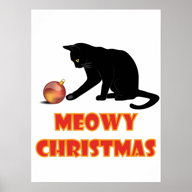 Meowy jul Funny Cat Poster (Framsidan)