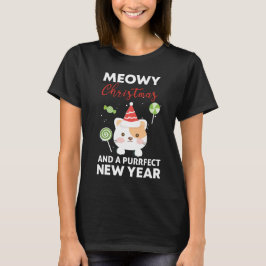 Meowy jul Funny Cat T Shirt