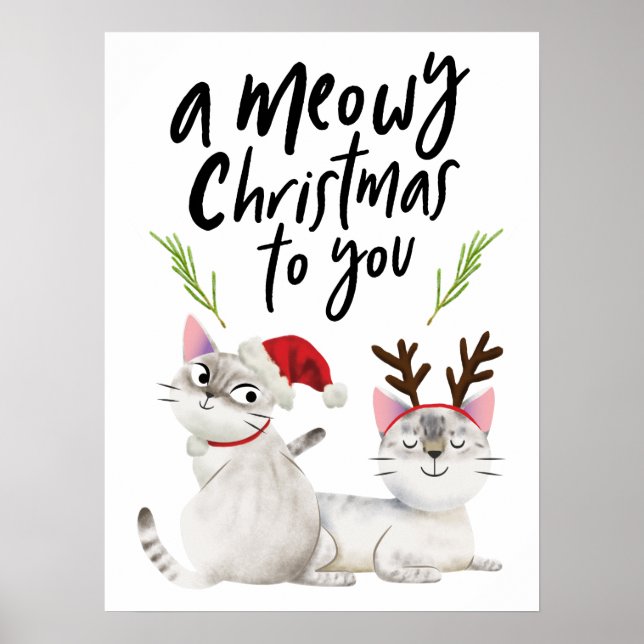 Meowy jul Funny Kattunge Poster (Framsidan)