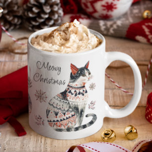 Meowy jul God jul Mysigt Cat Lovers Kaffemugg