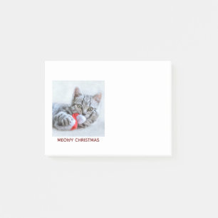 Meowy jul Grått Tabby katt Post-it Block