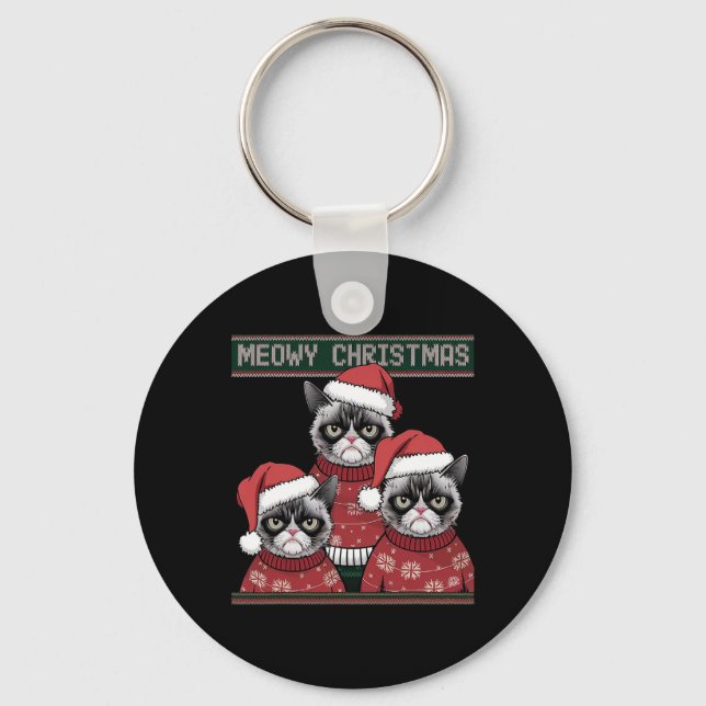 Meowy jul Grumpy  Nyckelring (Framsida)
