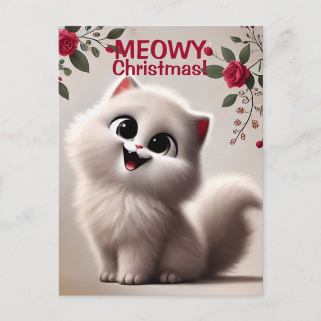 Meowy jul-Helgdag-vykort Vykort (Framsida)