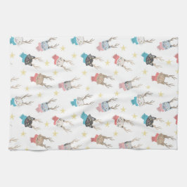 "Meowy jul" Julkatten i hjorthornsmönster Kökshandduk