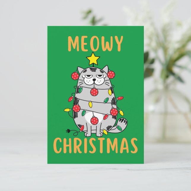 Meowy Jul-julkort (Stående Fram)