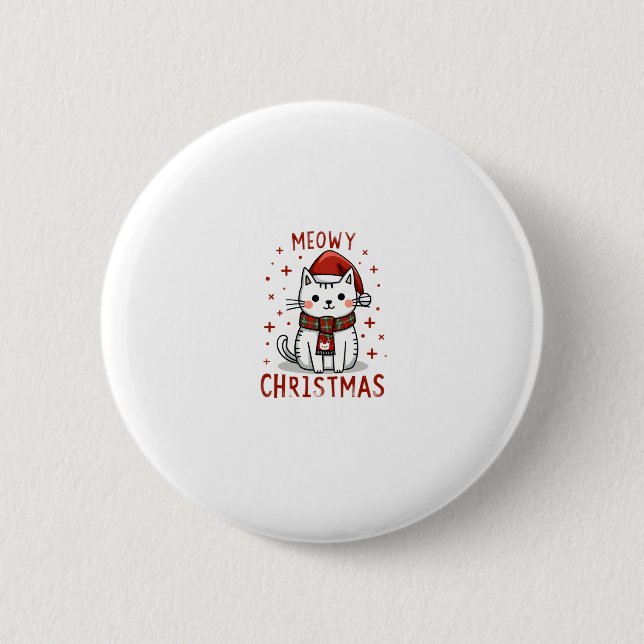 Meowy jul Kat Lover Funny Festive Helgdagar C Knapp (Framsida)