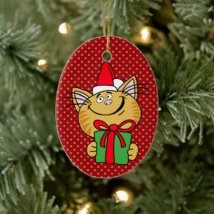 Meowy jul Kat Oval Ornament