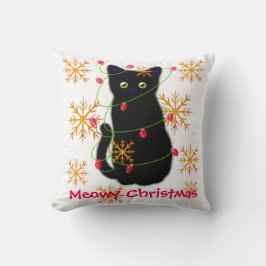 Meowy jul | Kattälskare | Svart katt Kudde