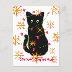 Meowy jul Kattälskare Svart katt Vykort