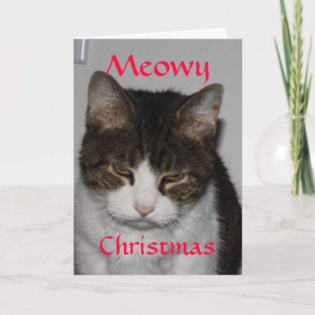Meowy jul - katten Julhälsningar kortet Helgkort (Framsida)