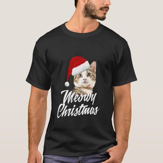 Meowy jul -Katter & Kattungar Tomte Xmas A T Shirt (Framsida)