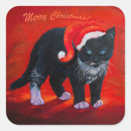 Meowy jul Kattunge Fyrkantigt Klistermärke
