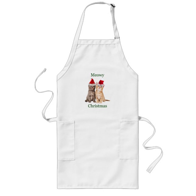 Meowy jul Kitten Apron Långt Förkläde (Framsidan)