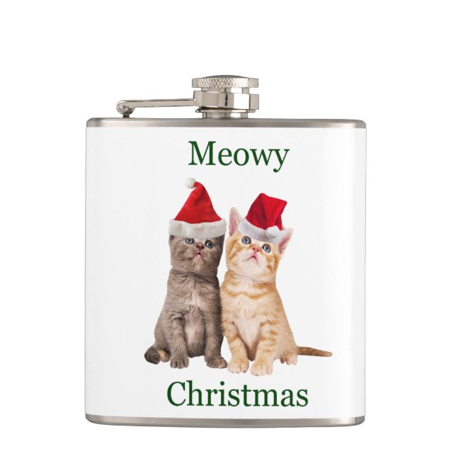 Meowy Jul Kitten Flask Fickplunta (Framsidan)