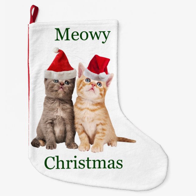 Meowy Jul Kitten Jul Stock Stor Julstrumpa (Framsidan)