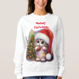 Meowy jul Kitten Kattunge w/Ornament & Träd T Shirt