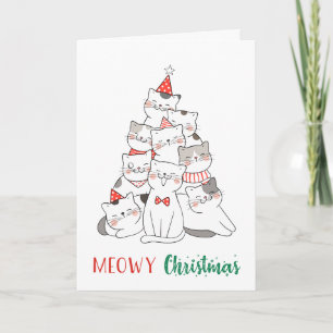 Meowy jul Kul Rolig Kattälskare Kattunge Puns Kort